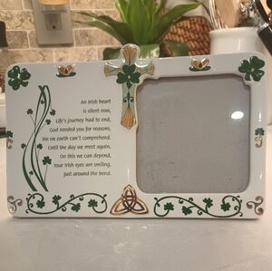 Celtic Elegance Remembrance Picture Frame with Prayer Green and Gold Accents